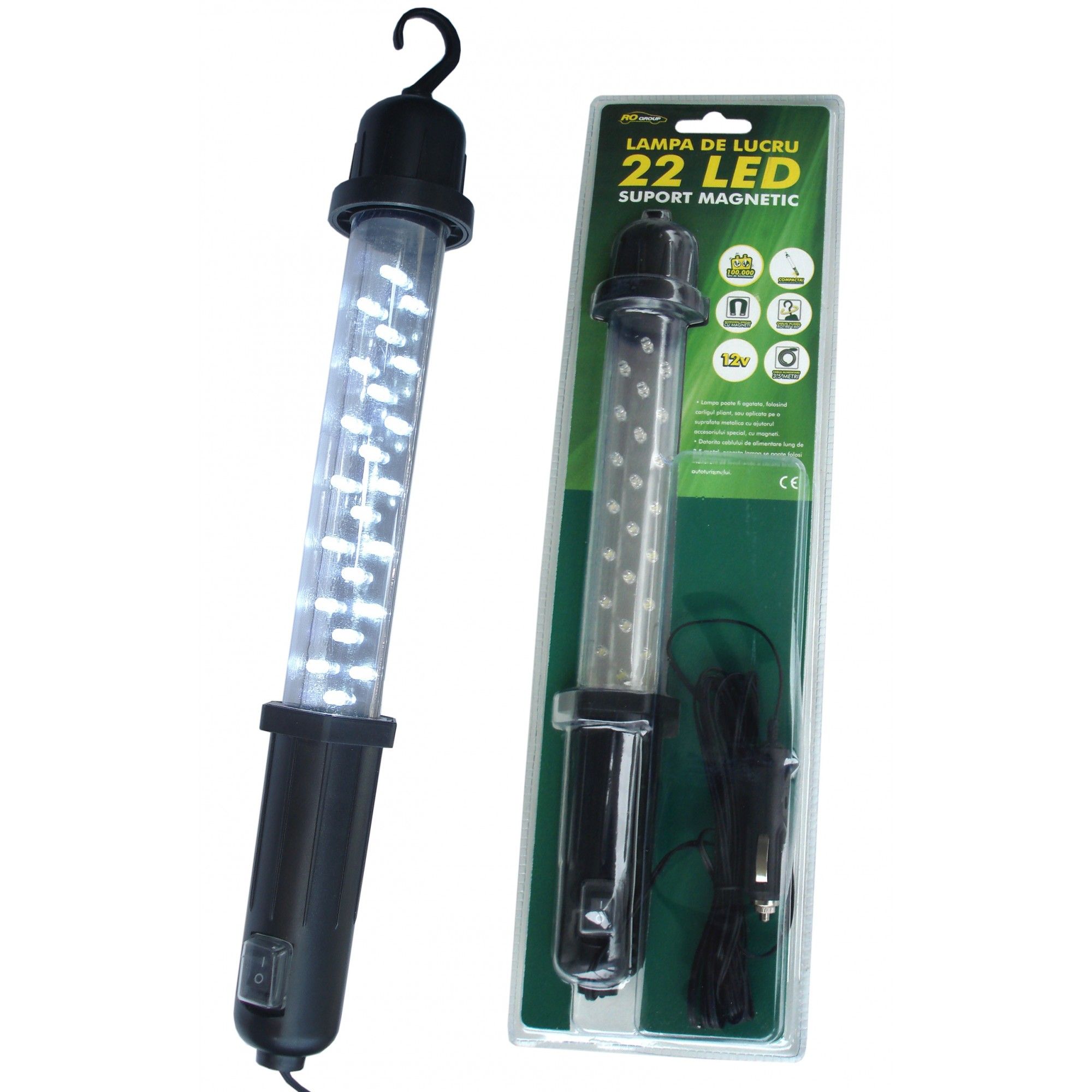 Lampa lucru Ro Group, 12V cu 22 leduri si magnet
