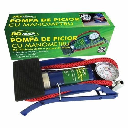Pompa de picior Rogroup cu manometru