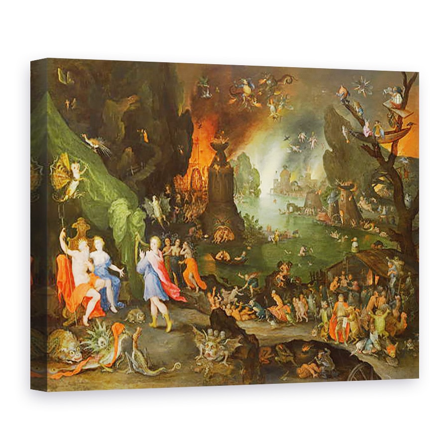 Tablou canvas - Jan Brueghel the Elder - Orfeu cu o harpa cantand la Pluto si Persefona in Lumea de Dincolo, 75 x 100 cm
