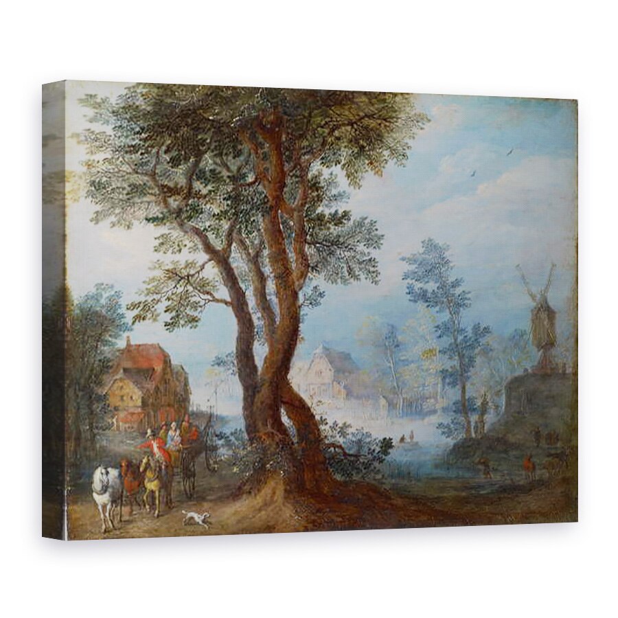 Tablou canvas - Jan Brueghel the Elder - Peisaj sat cu figuri, 75 x 100 cm