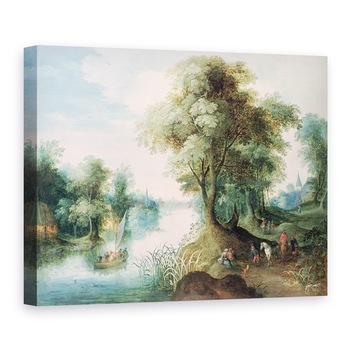 Tablou canvas - Jan Brueghel the Elder - Peisaj cu rau I, 75 x 100 cm Tablou canvas - Jan Brueghel the Elder - Peisaj cu rau I, 75 x 100 cm