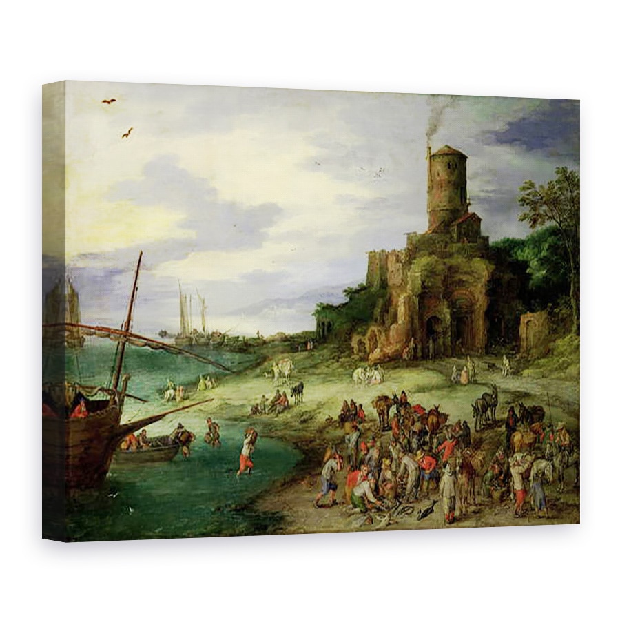 Tablou canvas - Jan Brueghel the Elder - Pescarii de pe mal, 75 x 100 cm