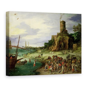 Tablou canvas - Jan Brueghel the Elder - Pescarii de pe mal, 50 x 70 cm Tablou canvas - Jan Brueghel the Elder - Pescarii de pe mal, 50 x 70 cm