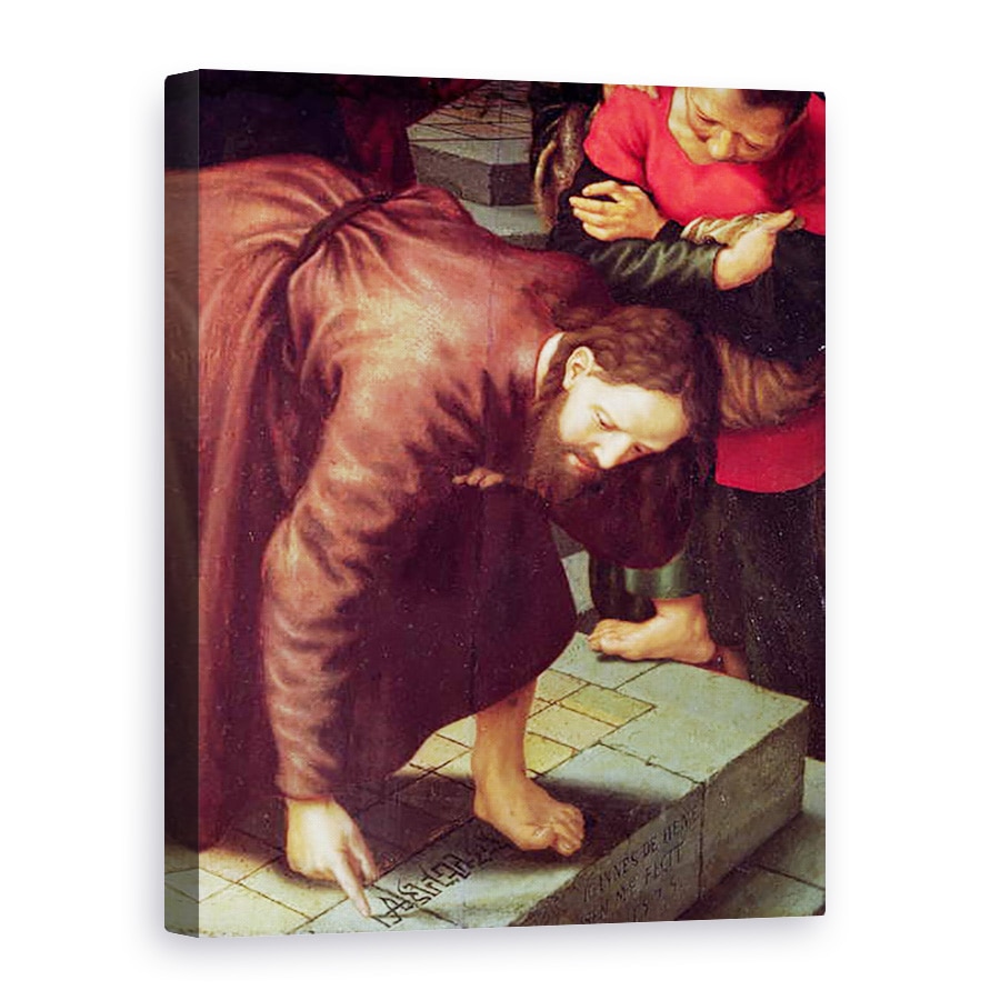 Tablou canvas - Jan Sanders van Hemessen - Hristos si femeia luate in adulter ulei pe panou, 75 x 100 cm