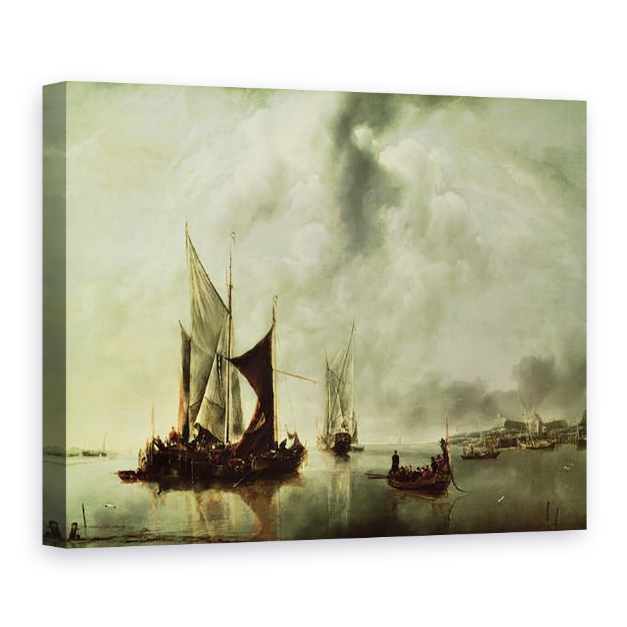 Tablou canvas - Jan van de Capelle - Calm sau, Barci in apropierea coastei, 75 x 100 cm
