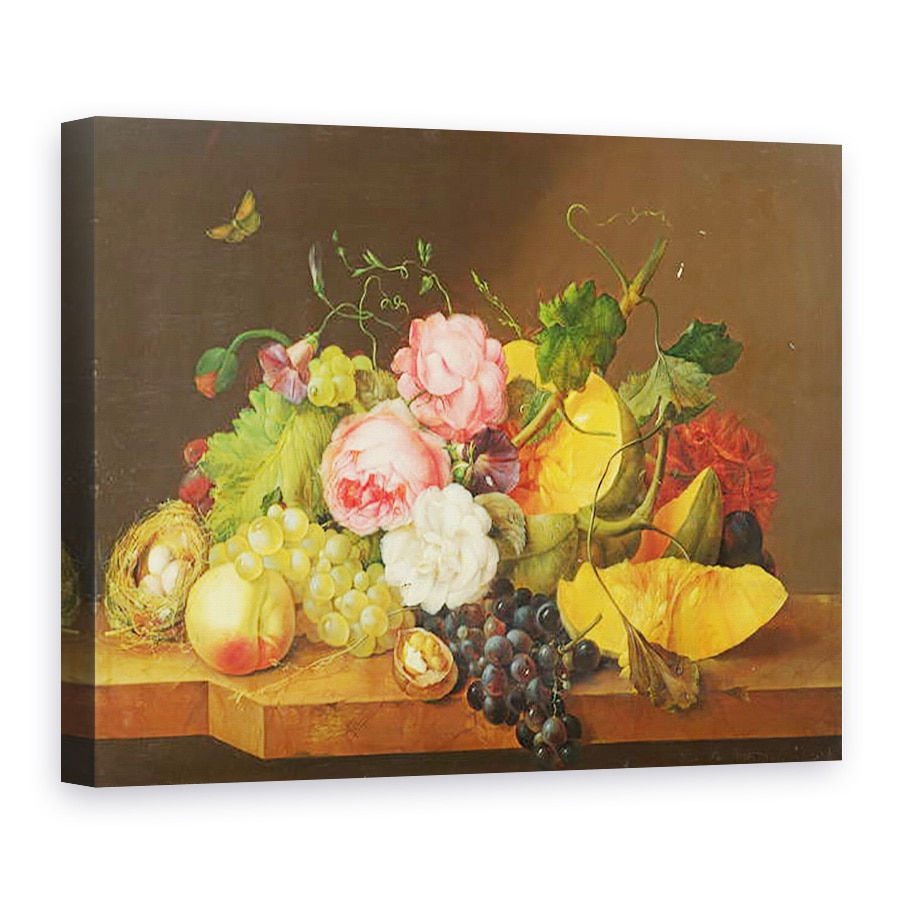 Tablou canvas - Franz Xavier Petter - Natura moarta cu flori si fructe, 50 x 70 cm