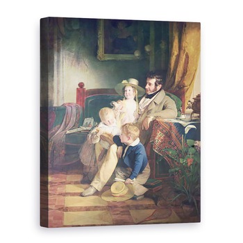Tablou canvas - Friedrich von Amerling - Rudolf von Arthaber 1795-1867 impreuna cu copiii sai Rudolf, Emilie si Gustav Privind portretul mamei lor decedate, 75 x 100 cm Tablou canvas - Friedrich von Amerling - Rudolf von Arthaber 1795-1867 impreuna cu copiii sai Rudolf, Emilie si Gustav Privind portretul mamei lor decedate, 75 x 100 cm