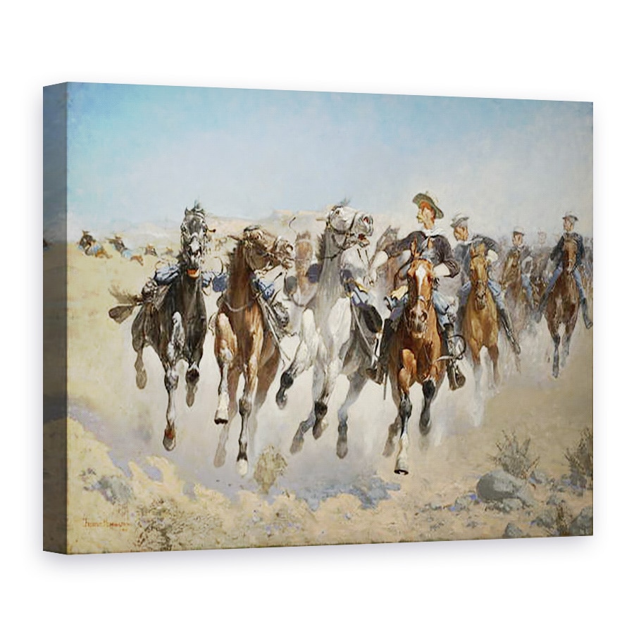 Tablou canvas - Frederic Remington - Demontat, Patra Troopers Mutarea cailor Led, 60 x 80 cm