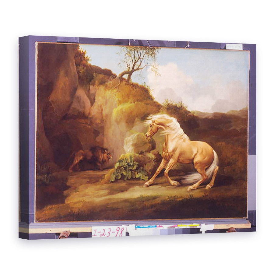 Tablou canvas - George Stubbs - Un cal speriat de un leu, 50 x 70 cm