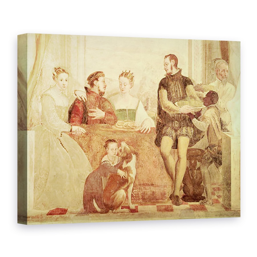 Tablou canvas - Giovanni Antonio Fasolo - Banchetul, detaliile cifrelor de la masa, 60 x 80 cm