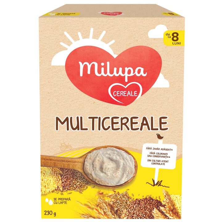 Cereale Milupa Multicereale, 250 g, de la 8 luni