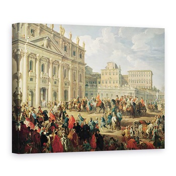 Tablou canvas - Giovanni Paolo Pannini - Charles de Bourbon in vizita la Papa Benedict al XIV-lea la St. Petru, Roma, 75 x 100 cm Tablou canvas - Giovanni Paolo Pannini - Charles de Bourbon in vizita la Papa Benedict al XIV-lea la St. Petru, Roma, 75 x 100 cm