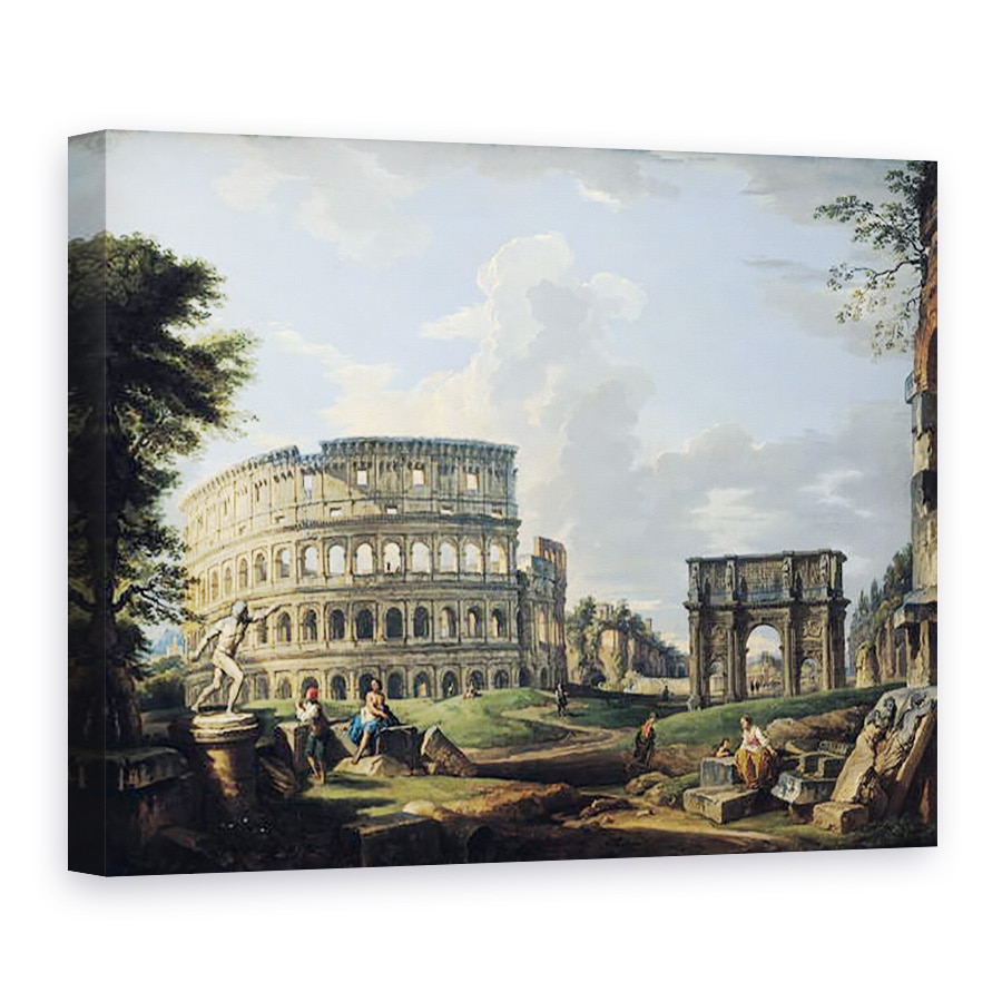 Tablou canvas - Giovanni Paolo Pannini - Colosseumul si Arcul lui Constantin, 75 x 100 cm