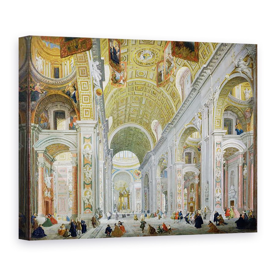 Tablou canvas - Giovanni Paolo Pannini - Interiorul Sfantului Petru, Roma, 75 x 100 cm