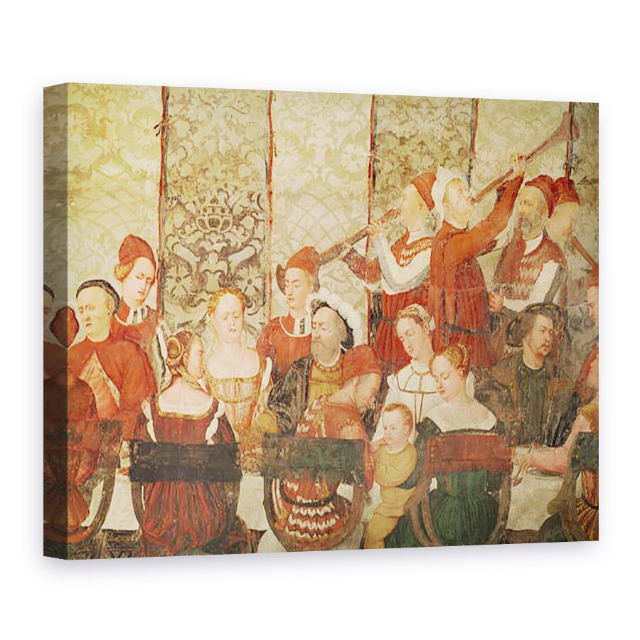 Tablou canvas - Girolamo Romanino - Oaspetii la banchetul dat de Bartolomeo Colleoni pentru regele Christian I al Danemarcei la Castelul Malpaga din 1474, 60 x 80 cm