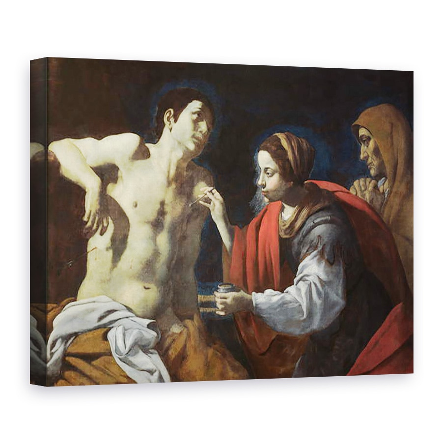 Tablou canvas - Giovanni-Battista Caracciolo - Sfantul Sebastian ingrijit de Sfanta Irene, 75 x 100 cm