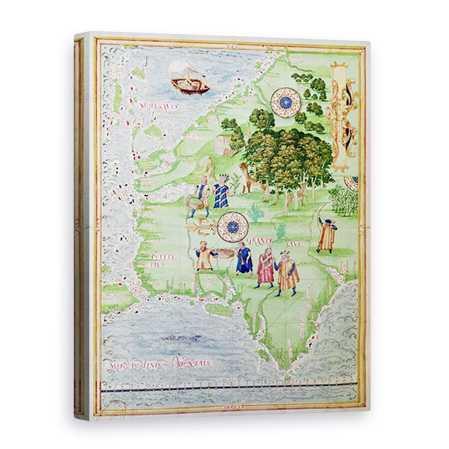 Tablou canvas - Guillaume Le Testu - Fol.32V Comertul cu mirodenii in Moloccas, din Cosmographie Universelle, 75 x 100 cm