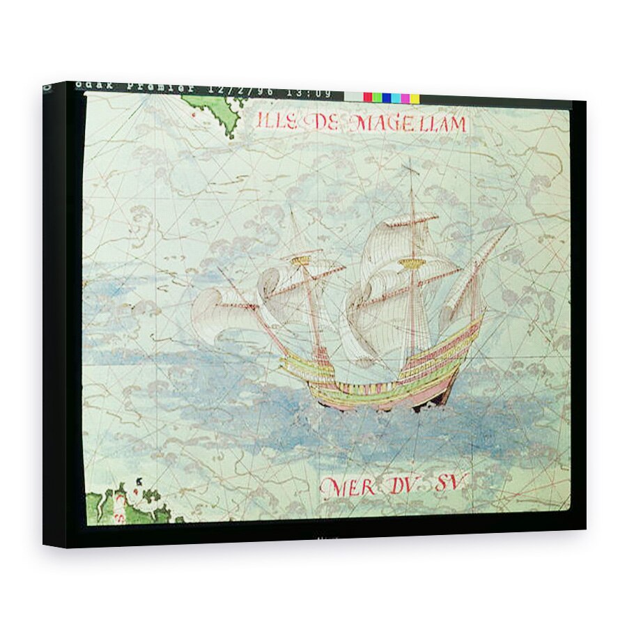 Tablou canvas - Guillaume Le Testu - F.41v A Caravel, detaliu de la Cosmographie Universelle, 60 x 80 cm