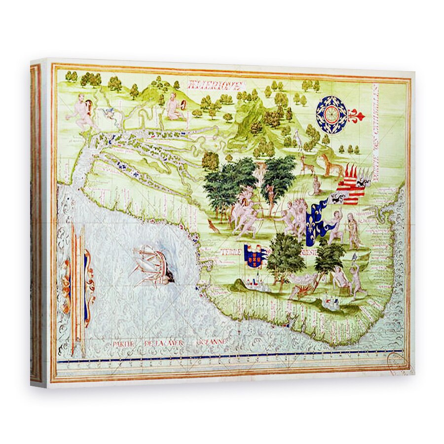 Tablou canvas - Guillaume Le Testu - Fol.44v Harta Brazilului, din Cosmographie Universelle, 75 x 100 cm