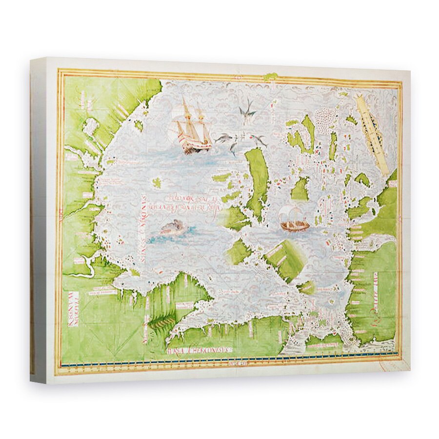 Tablou canvas - Guillaume Le Testu - Fol.30v Harta Marii Maluku, de la Universul Cosmographie, 60 x 80 cm