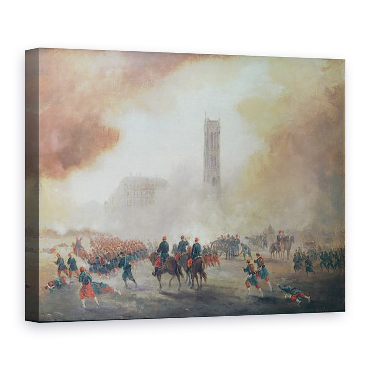 Tablou canvas - Gustave Clarence Rodolphe Boulanger - Comuna Paris, lupta in fata Turului Saint-Jacques, 75 x 100 cm