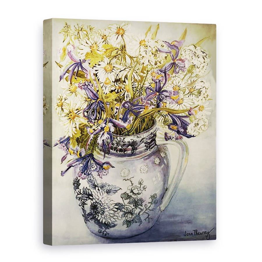 Tablou canvas - Joan Thewsey - Iris, Crizanteme si garoafe intr-un ulcior Copeland, 75 x 100 cm