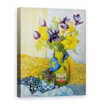 Tablou canvas - Joan Thewsey - Lalele si Anemone cu Oala de Violete, 2010, 50 x 70 cm Tablou canvas - Joan Thewsey - Lalele si Anemone cu Oala de Violete, 2010, 50 x 70 cm