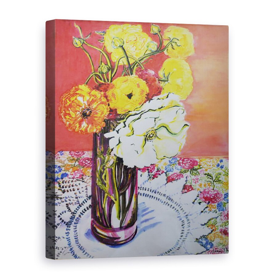 Tablou canvas - Joan Thewsey - Ranunculus pe o panza de dantela, 75 x 100 cm
