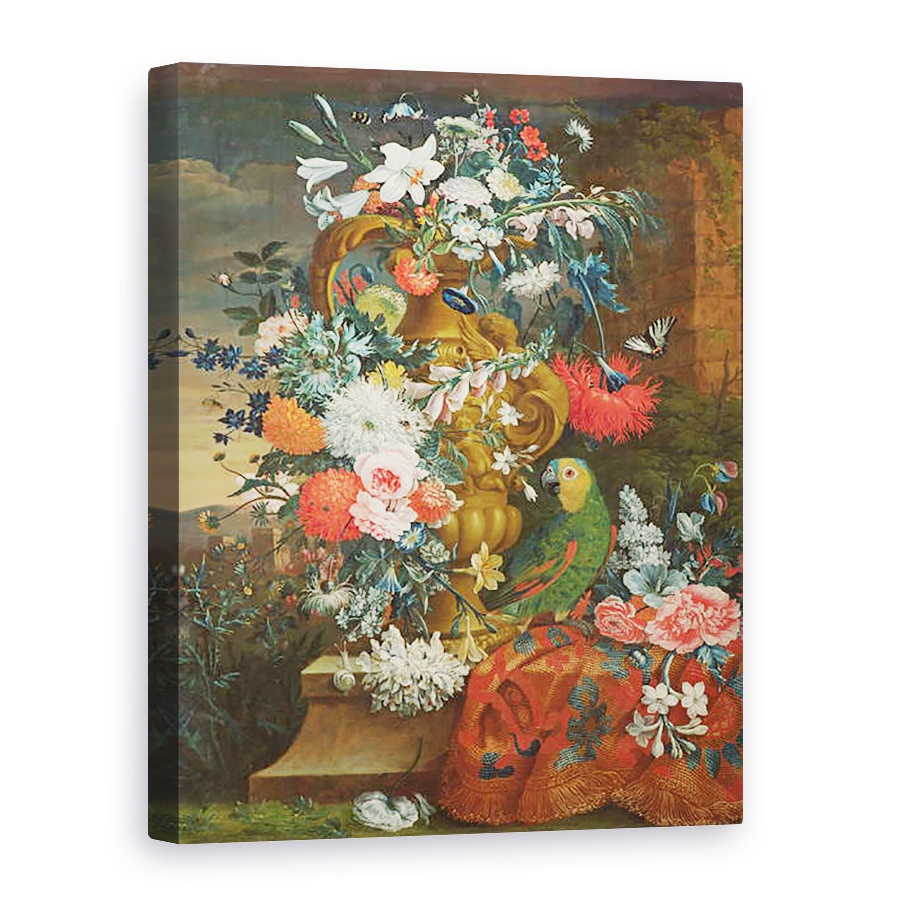 Tablou canvas - Jean Picart - Buchet de flori si papagal, 75 x 100 cm