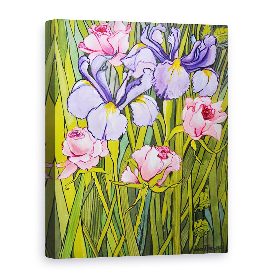 Tablou canvas - Joan Thewsey - Trandafiri si Irisuri in Gradina,2003, 50 x 70 cm
