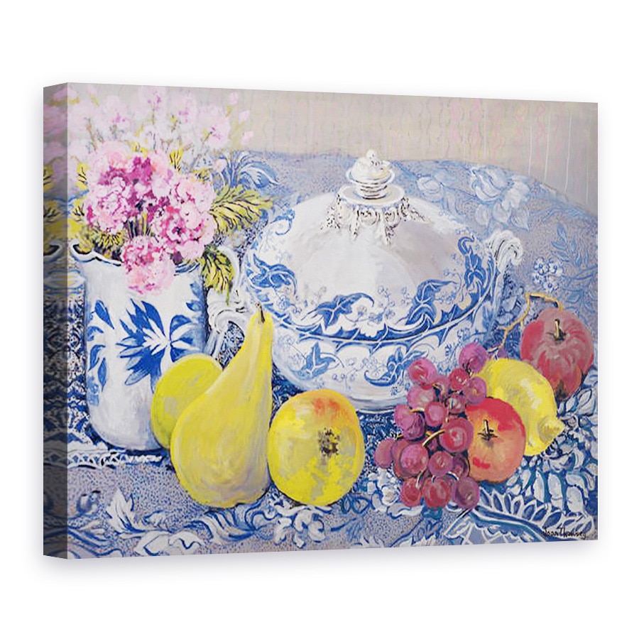 Tablou canvas - Joan Thewsey - Tureen albastru si alb cu fructe, 75 x 100 cm
