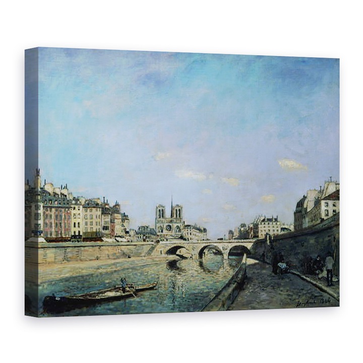 Tablou canvas - Johan-Barthold Jongkind - Sena si Notre Dame din Paris, 50 x 70 cm