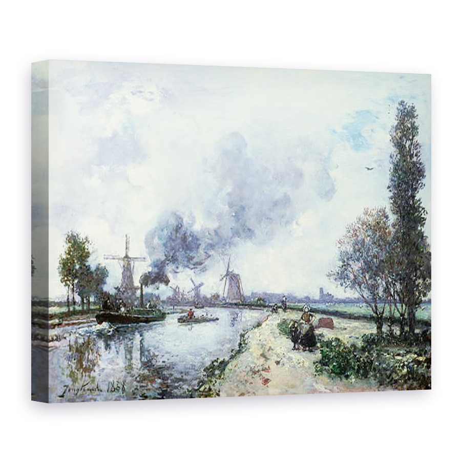 Tablou canvas - Johan-Barthold Jongkind - Peisaj olandez cu mori de vant, 75 x 100 cm