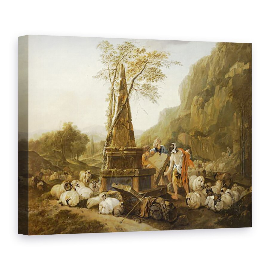Tablou canvas - Johann Heinrich Roos - intalnirea lui Iacov si a lui Rachel la fantana, 60 x 80 cm