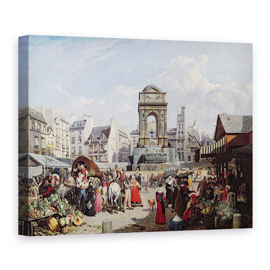 Tablou canvas - John James Chalon - Piata si Fantana Inocentilor, Paris, 75 x 100 cm