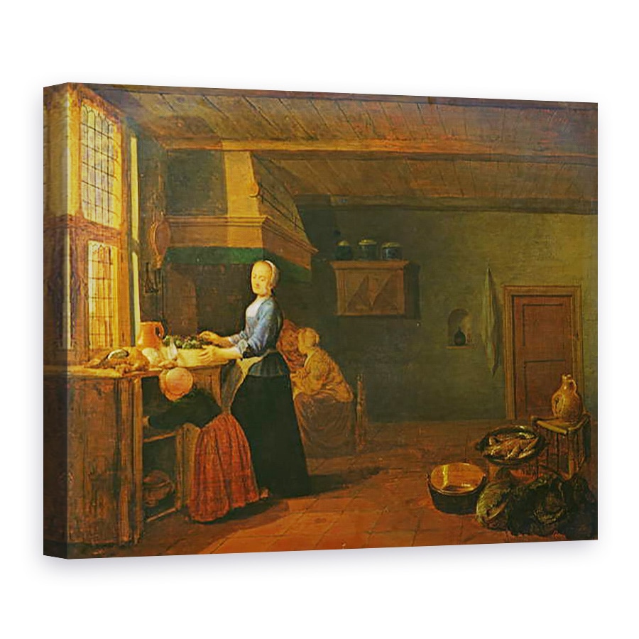 Tablou canvas - Hendrik Martensz Sorgh - Kitchen Interior, 75 x 100 cm