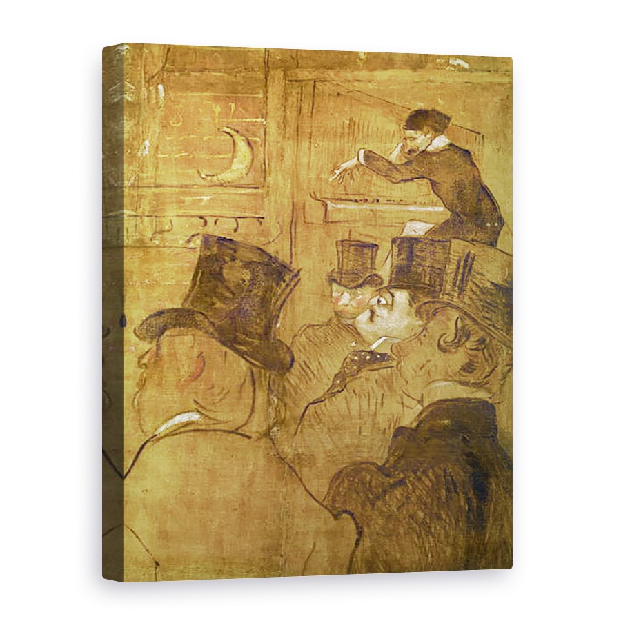 Tablou canvas - Henri de Toulouse-Lautrec - Semne pentru casa Goulue, la Targul Trone din Paris. Dansul maur, La Gouloue Louise Weber la Foire du Tréne detaliu al lui Oscar Wilde, 75 x 100 cm