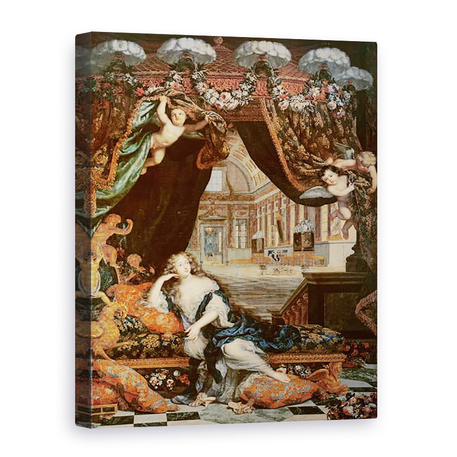 Tablou canvas - Henri Gascard - Portret De Madame de Montespan 1640-1707 inclinat in fata galeriei Chateau de Clagny, 75 x 100 cm