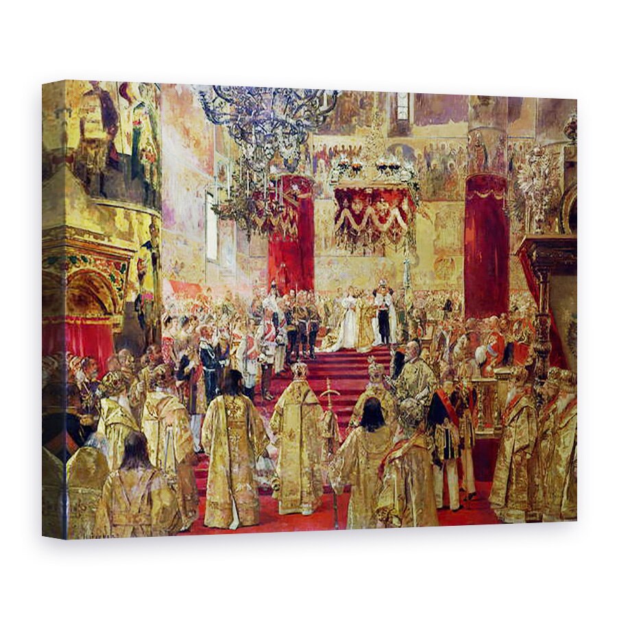 Tablou canvas - Henri Gervex - Studiu pentru incoronarea tarului Nicolae al II-lea 1868-1918 si tarina Alexandra 1872-1918 la Biserica Adormirea Maicii Domnului, Moscova, 75 x 100 cm