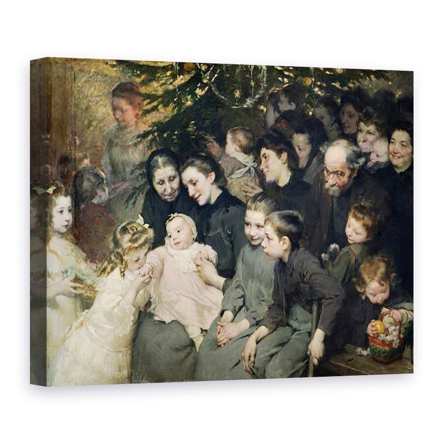 Tablou canvas - Henri Jules Jean Geoffroy - Picatura de lapte in Belleville, Pomul de Craciun la Dispensarul, 75 x 100 cm