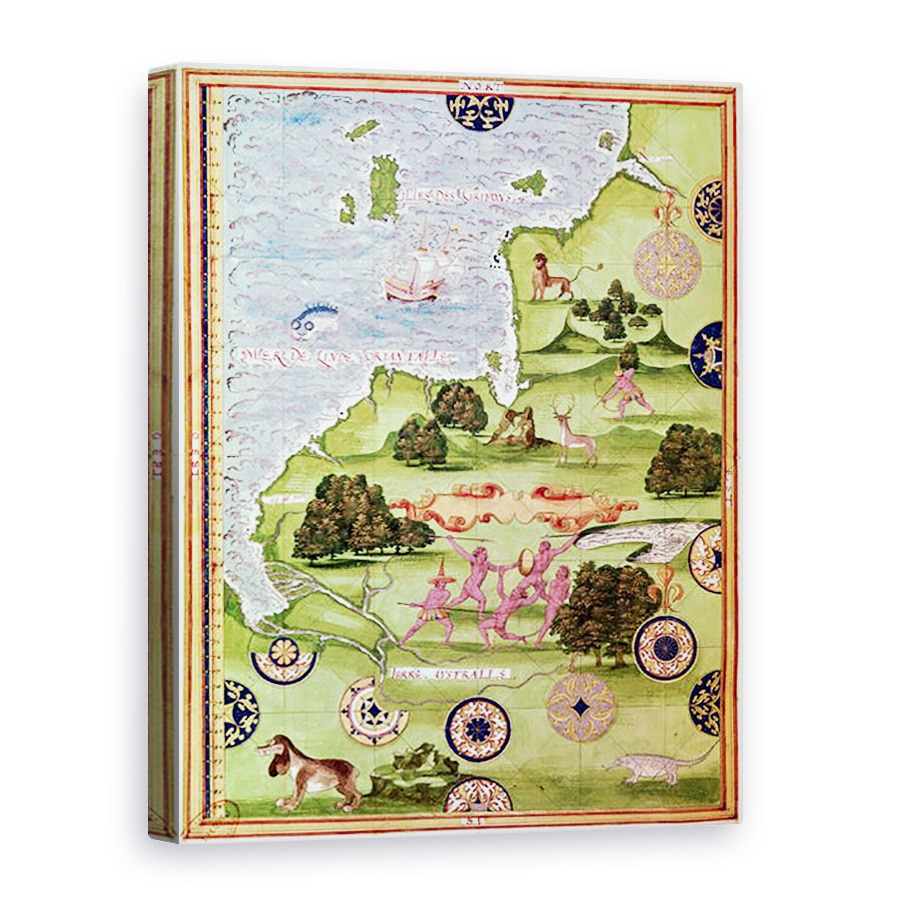 Tablou canvas - Guillaume Le Testu - Fol.34v Harta Australiei, din Cosmographie Universelle, 75 x 100 cm
