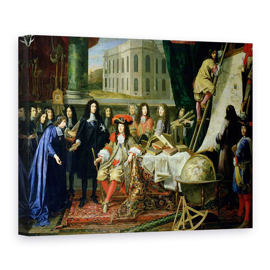 Tablou canvas - Henri Testelin - Jean-Baptiste Colbert 1619-83 Prezentarea membrilor Academiei Regale de stiinta lui Ludovic al XIV-lea 1638-1715 c.1667 ulei pe panza detaliu, 60 x 80 cm