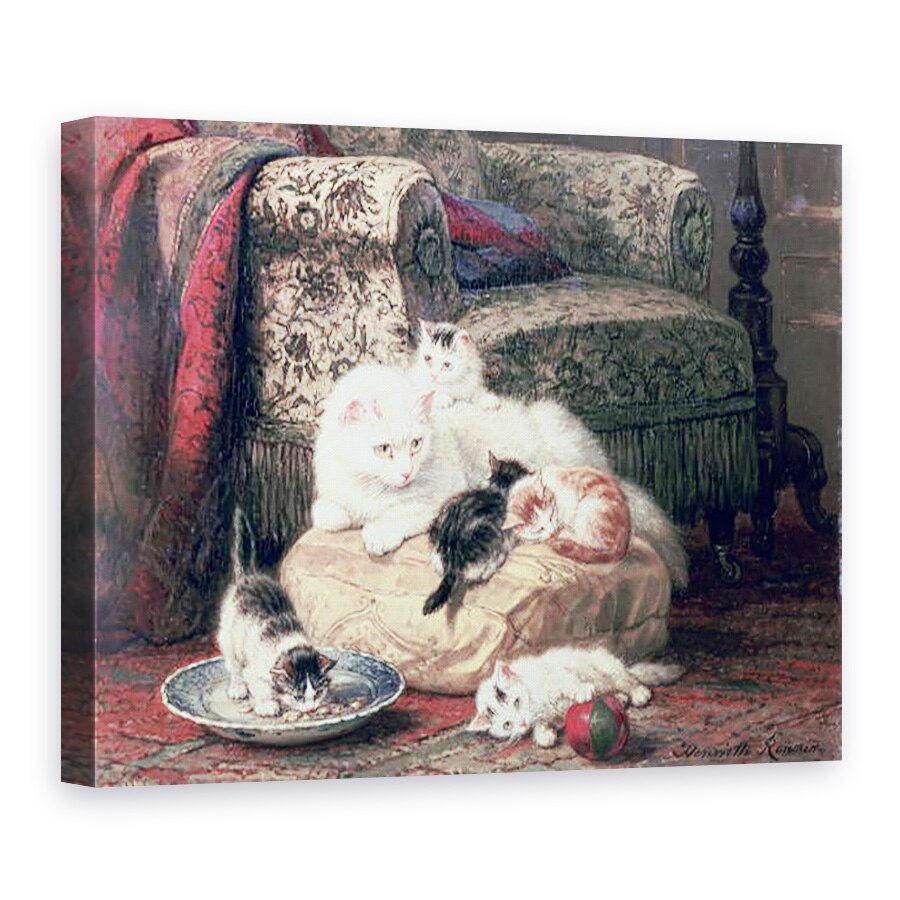 Tablou canvas - Henriette Ronner-Knip - Pisica cu pisoi ei pe o perna, 75 x 100 cm