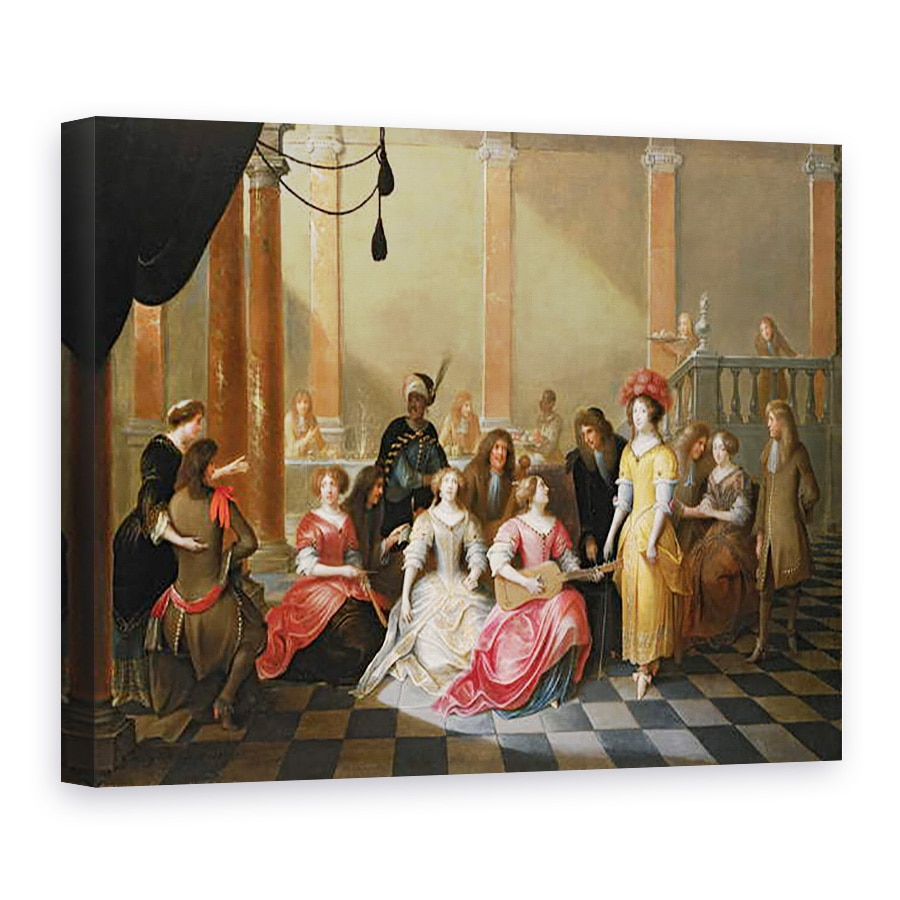 Tablou canvas - Hieronymus Janssens - O companie eleganta la muzica inainte de un banchet, 60 x 80 cm
