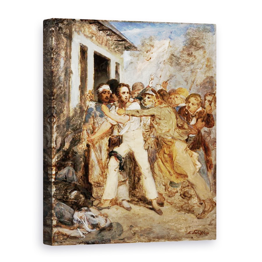 Tablou canvas - Henry Scheffer - Studiu pentru o scena de lupta, Un om fiind arestat, 75 x 100 cm