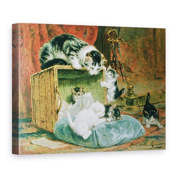 Tablou canvas - Henriette Ronner-Knip - Timp de redare, 50 x 70 cm Tablou canvas - Henriette Ronner-Knip - Timp de redare, 50 x 70 cm