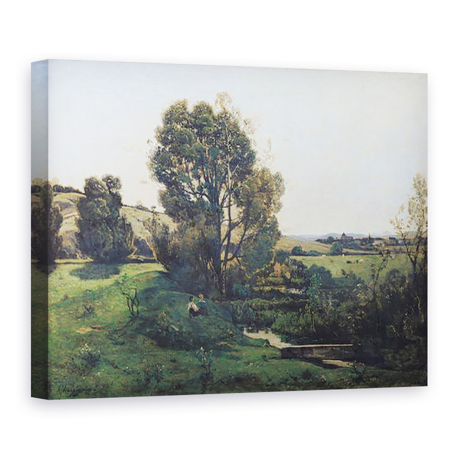 Tablou canvas - Henri-Joseph Harpignies - Vedere din Moncel-sur-Seine, 60 x 80 cm