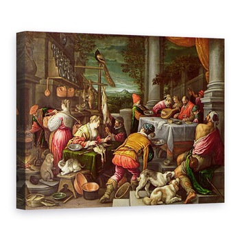 Tablou canvas - Leandro da Ponte Bassano - Bogatul si Lazar, 50 x 70 cm Tablou canvas - Leandro da Ponte Bassano - Bogatul si Lazar, 50 x 70 cm