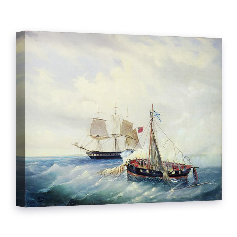 Tablou canvas - Leonid Demyanovich Blinov - Lupta intre nava rusa Opyt si o fregata britanica, in largul coastei insulei Nargen, 11 iunie 1808, 75 x 100 cm
