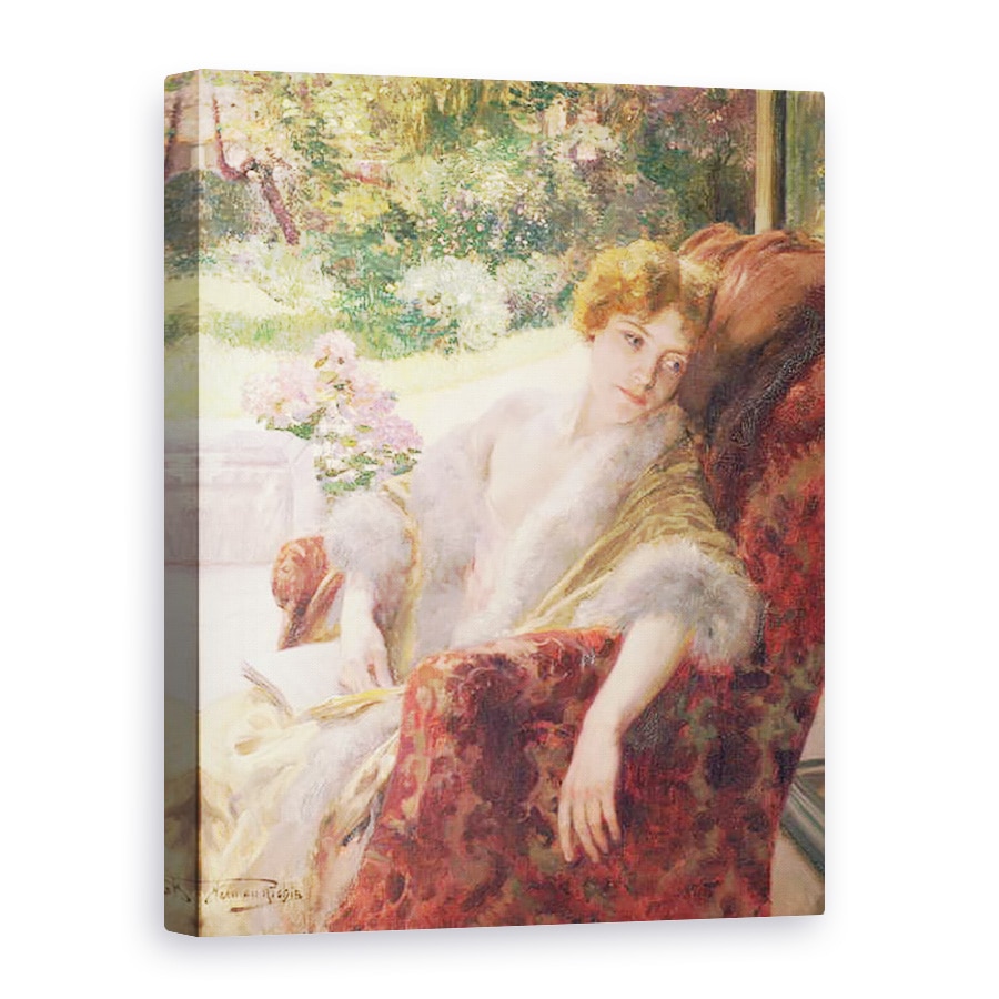 Tablou canvas - Herman Richir - Portretul unei femei intr-o folie de blana, 50 x 70 cm